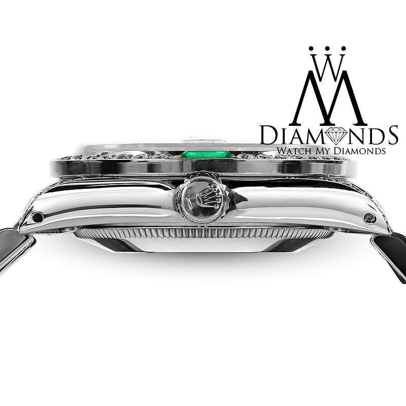 Taille ronde Rolex Montre Datejust 31 mm avec cadran blanc à cordon en diamants et lunette en émeraude et diamants en vente