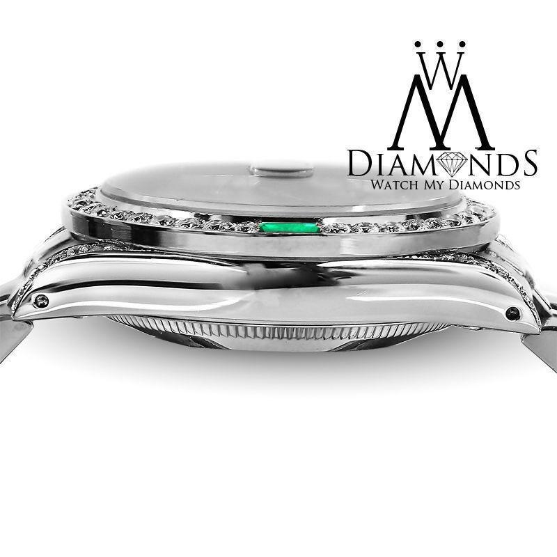 Rolex Montre Datejust 31 mm avec cadran blanc à cordon en diamants et lunette en émeraude et diamants Excellent état - En vente à New York, NY