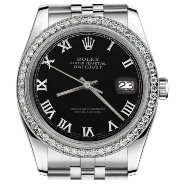 Rolex 31mm Datejust With custom Diamond bezel Black Color Roman Numeral ...