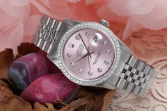 Rolex Datejust With custom Diamond bezel SS Metallic Pink Diamond Dial