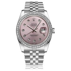 Used Rolex Datejust With custom Diamond bezel SS Metallic Pink Diamond Dial