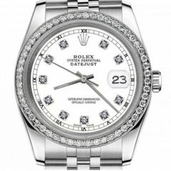 Rolex Datejust 68274 mit maßgefertigter Diamant-Lünette SS Weißes Farbe Zifferblatt