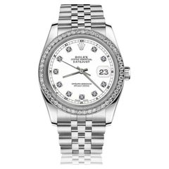 Rolex Montre Datejust 68274 avec lunette en diamants et cadran blanc SS sur mesure