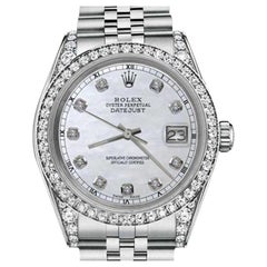 Used Rolex 31mm Datejust With Custom Diamond bezel SS White MOP Bezel and Lugs Watch