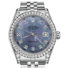 Rolex Montre Datejust 68274 avec lunette en diamants sur mesure et cadran en diamants de Tahiti MOP