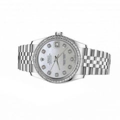 Rolex 31mm Datejust With custom Diamond bezel White MOP Diamond Accent Watch