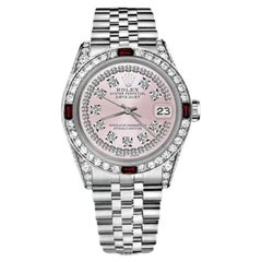 Rolex 31mm Datejust with custom Pink String Diamond Dial+ Rubies on a Bezel