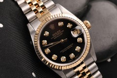 Rolex Datejust Women's Vintage Two Tone Black Color Dial 68273