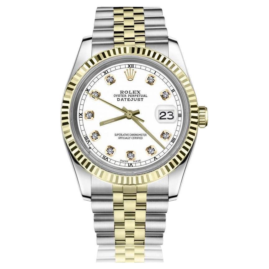 Rolex Datejust 68273 Women's Vintage Two Tone White Color Dial with Diamond Dial For Sale