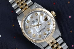 Rolex 31mm Datejust Mujer Vintage Dos Tonos Blanco MOP Esfera Nacarada