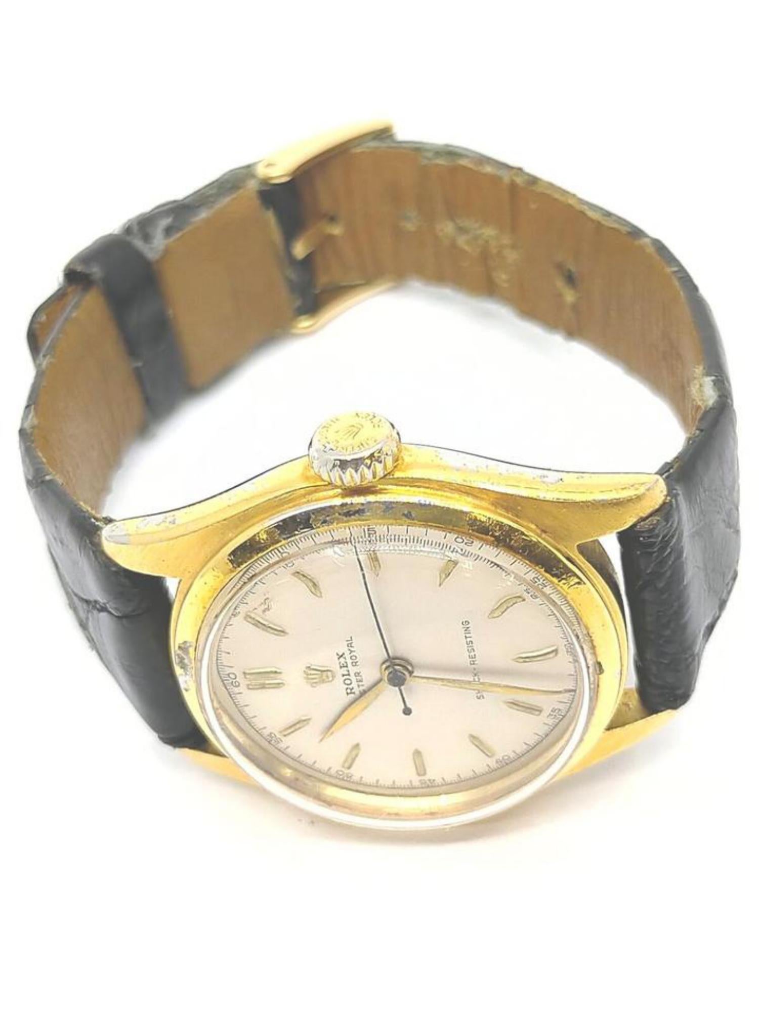 Rolex 31mm Vergoldete Oyster Royal Shock Resisting Uhr 854013 im Angebot 6