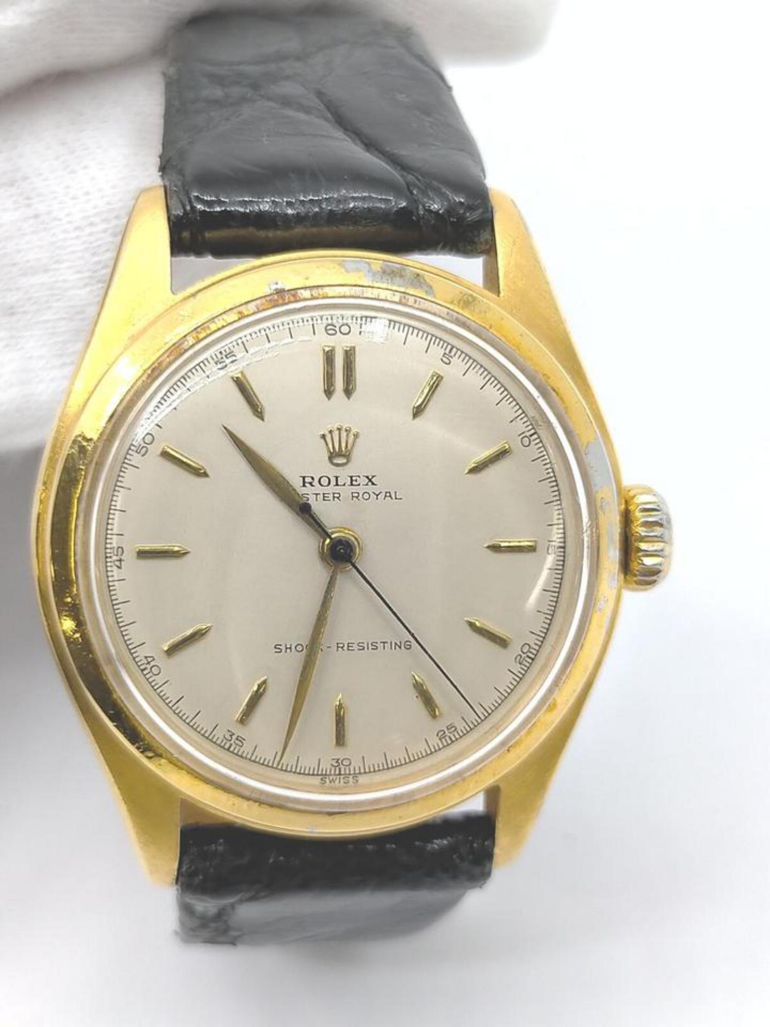 Gray Rolex 31mm Gold Plated Oyster Royal Shock Resisting Watch 854013 For Sale