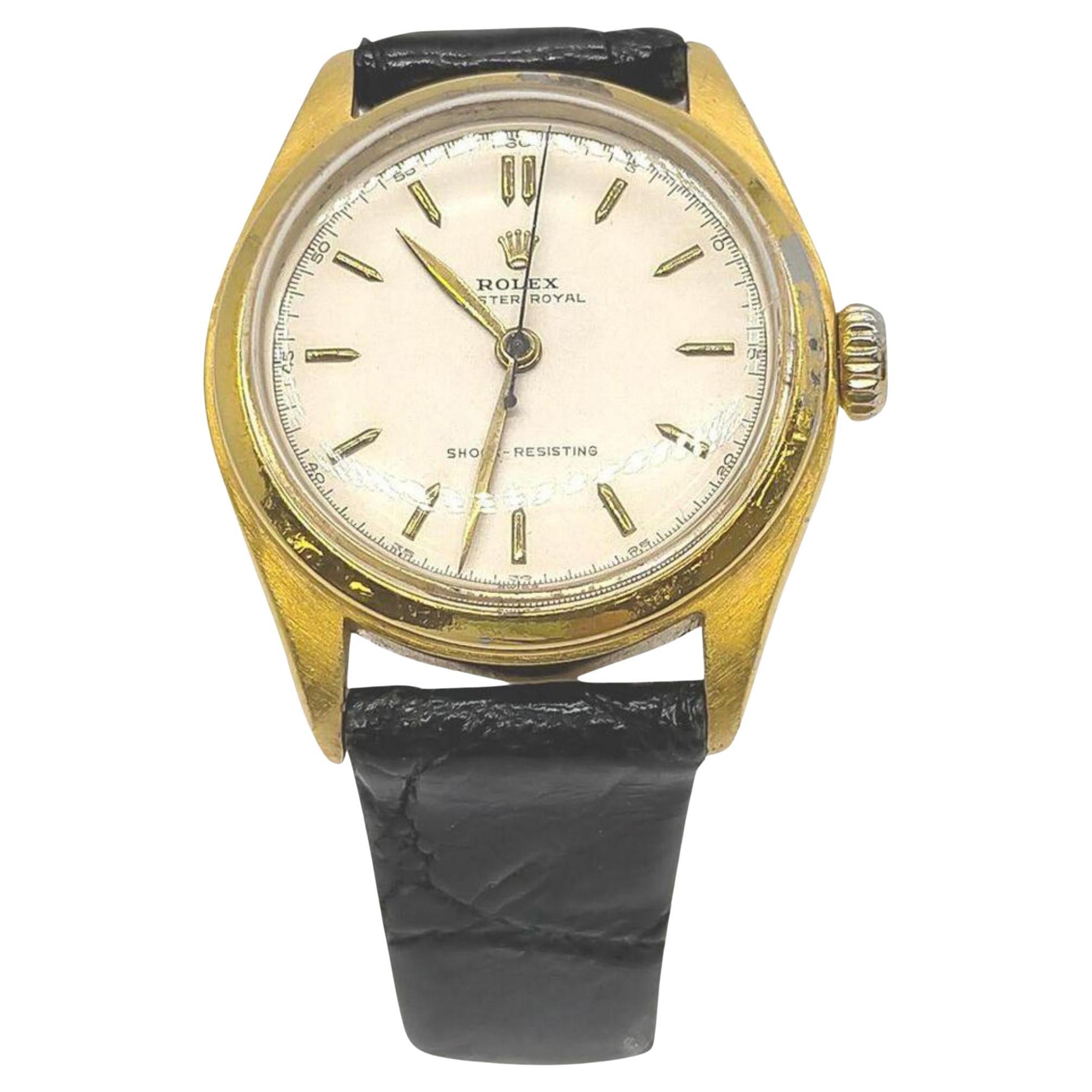 Rolex 31mm Gold Plated Oyster Royal Shock Resisting Watch 854013 For Sale  at 1stDibs