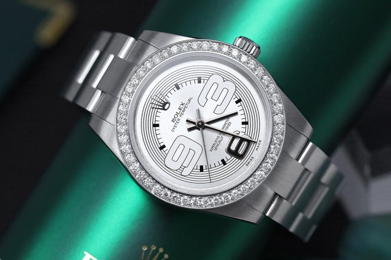 Rolex Oyster Perpetual Ladies Stainless Steel Watch with Diamond Bezel For  Sale at 1stDibs | steel back deville swiss made stainless, rolex stainless  steel back deville swiss made price, rolex oyster perpetual