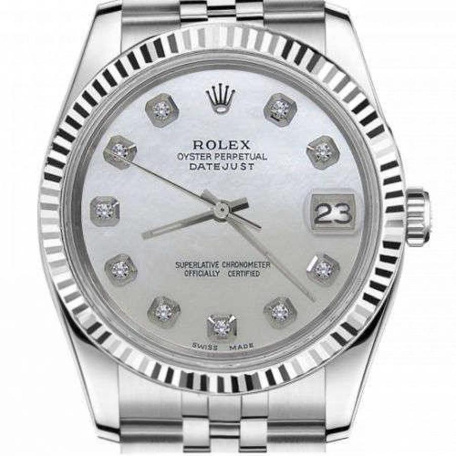 Women's Rolex 31mm Datejust 68274 White MOP Mother Of Pearl Dial with Diamond Accen Deployment buckle
