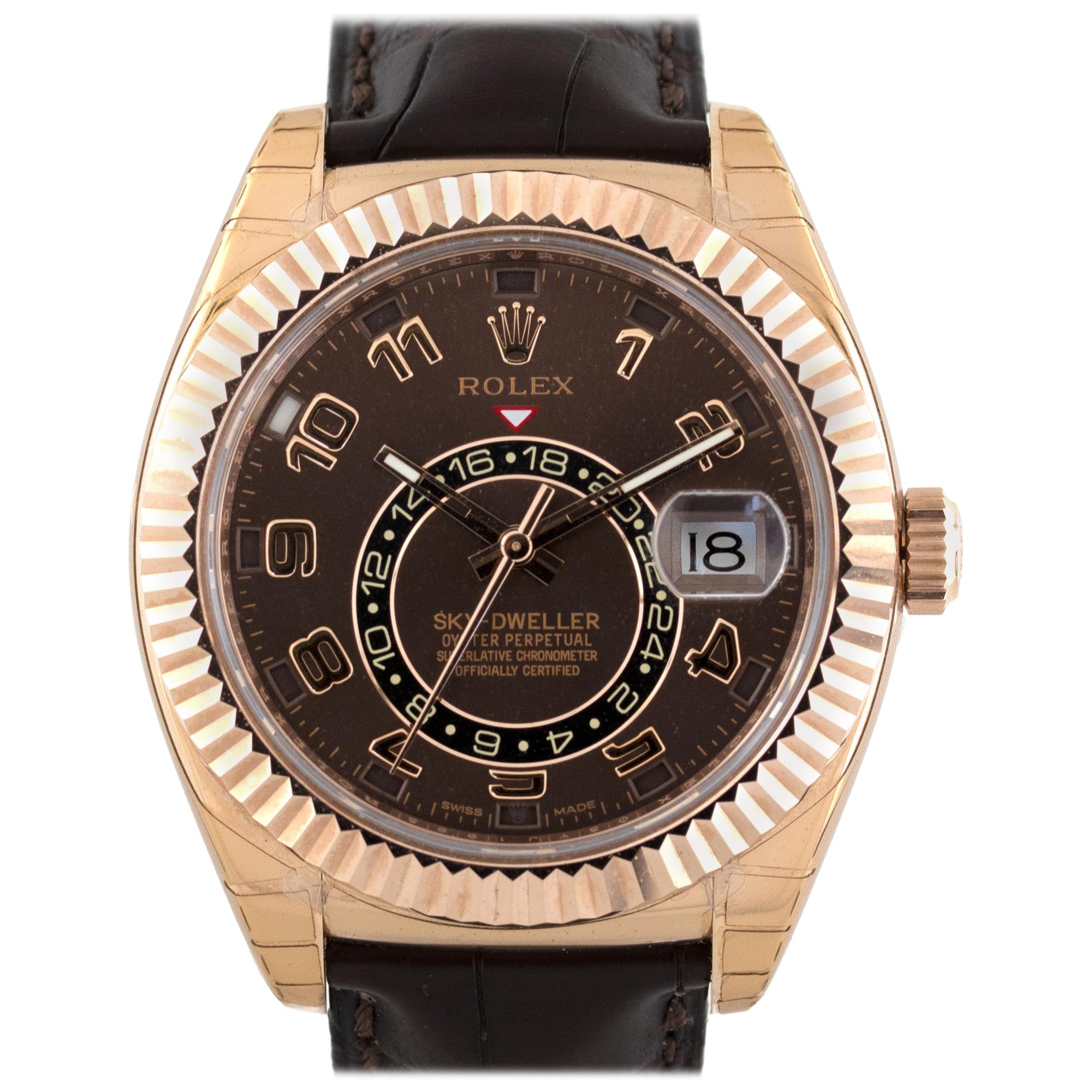 Rolex 326135 Skydweller 18 Karat Rose Gold Chocolate Dial Watch
