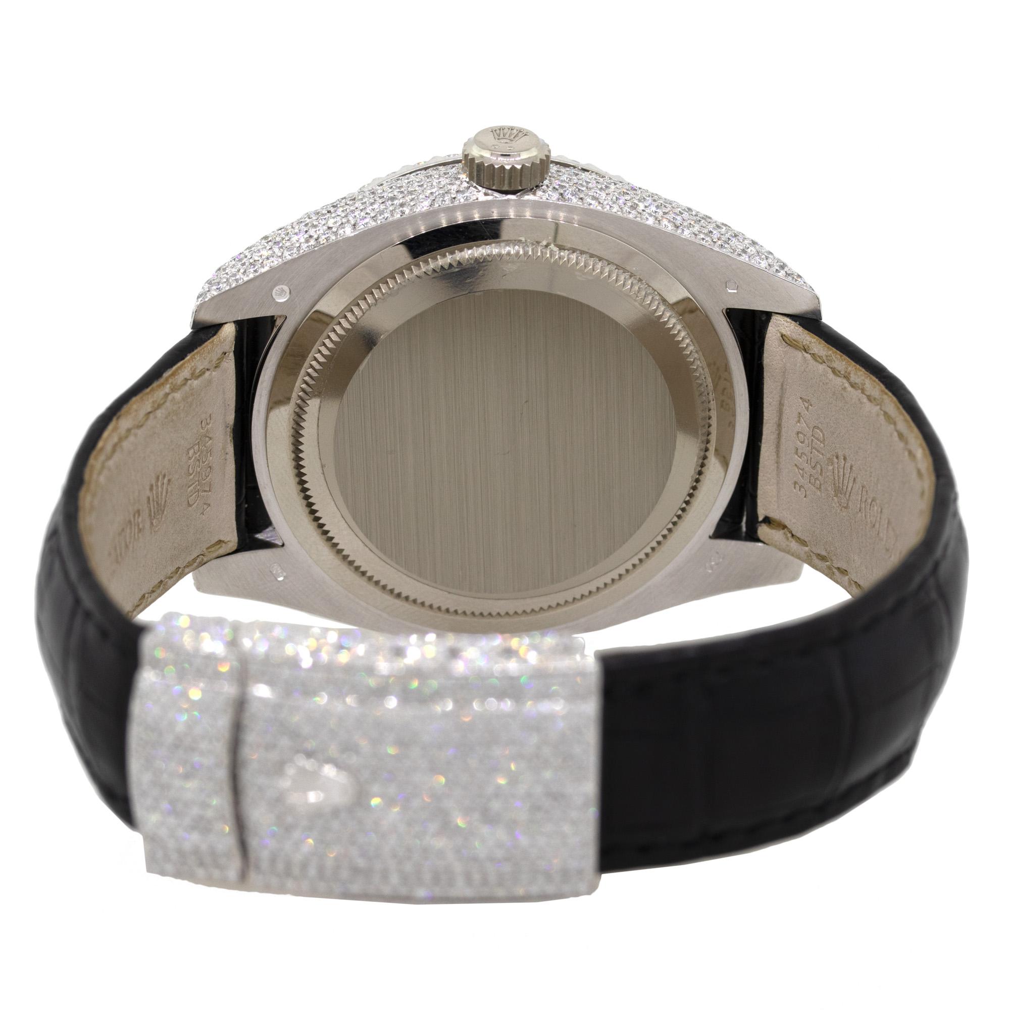 Rolex 326139 Skydweller Montre en or blanc 18 carats entièrement diamantée Unisexe en vente