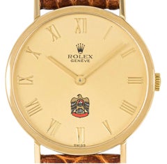 Rolex 32mm Yellow Gold Cellini Wristwatch with UAE Emblem Dial 4112