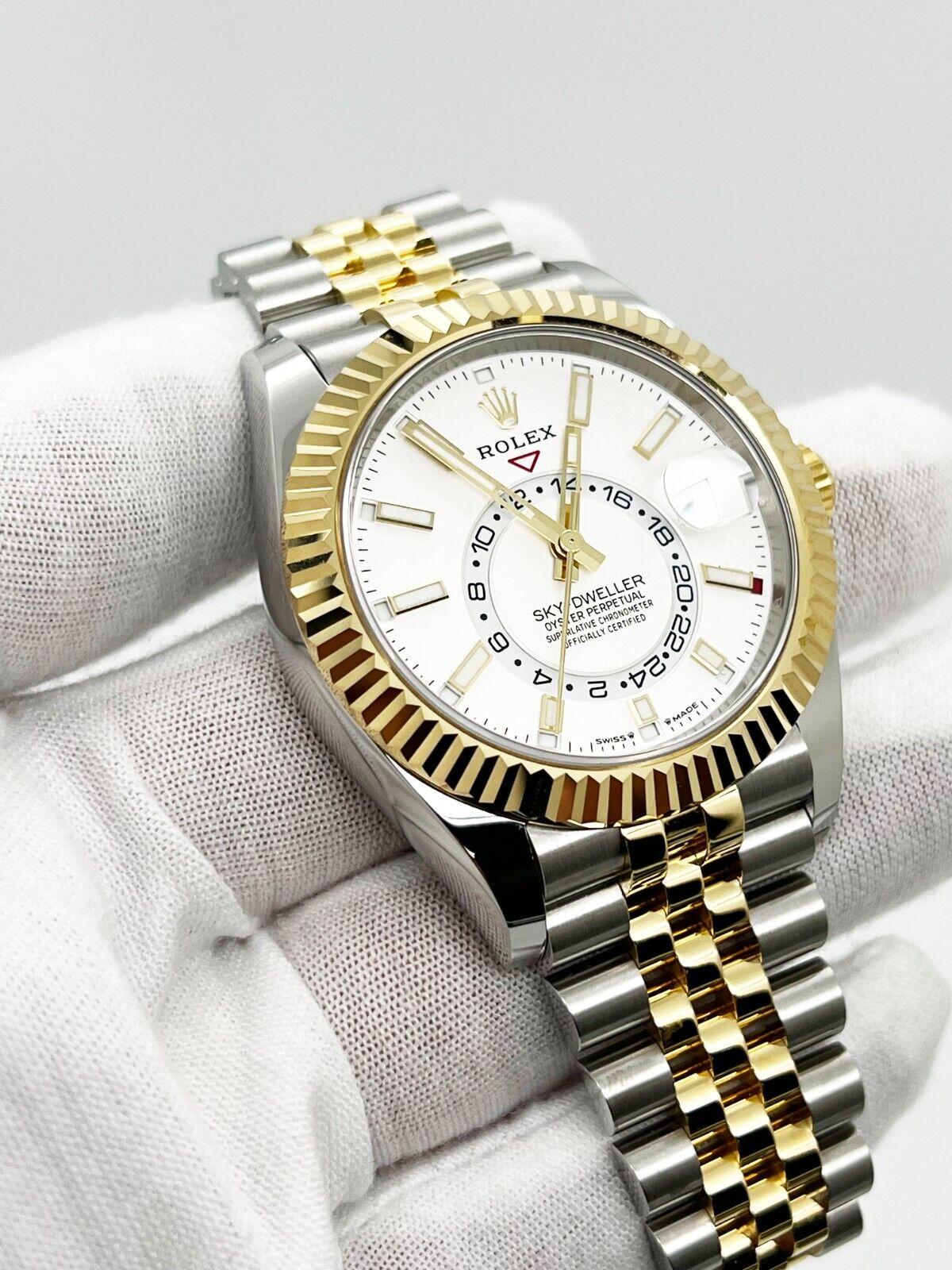 Rolex 336933 Sky Dweller White Dial 18K Yellow Gold Stainless Box Paper 2023 For Sale 6