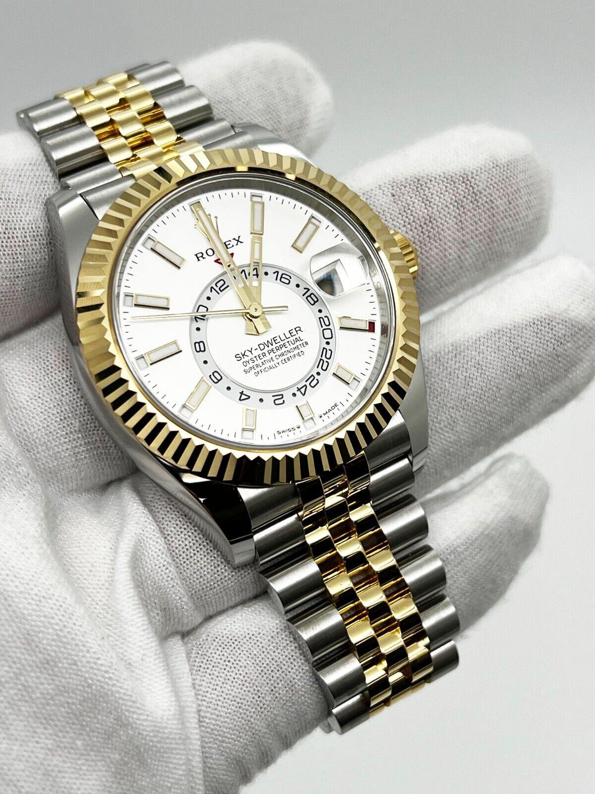 Rolex 336933 Sky Dweller White Dial 18K Yellow Gold Stainless Box Paper 2023 For Sale 2