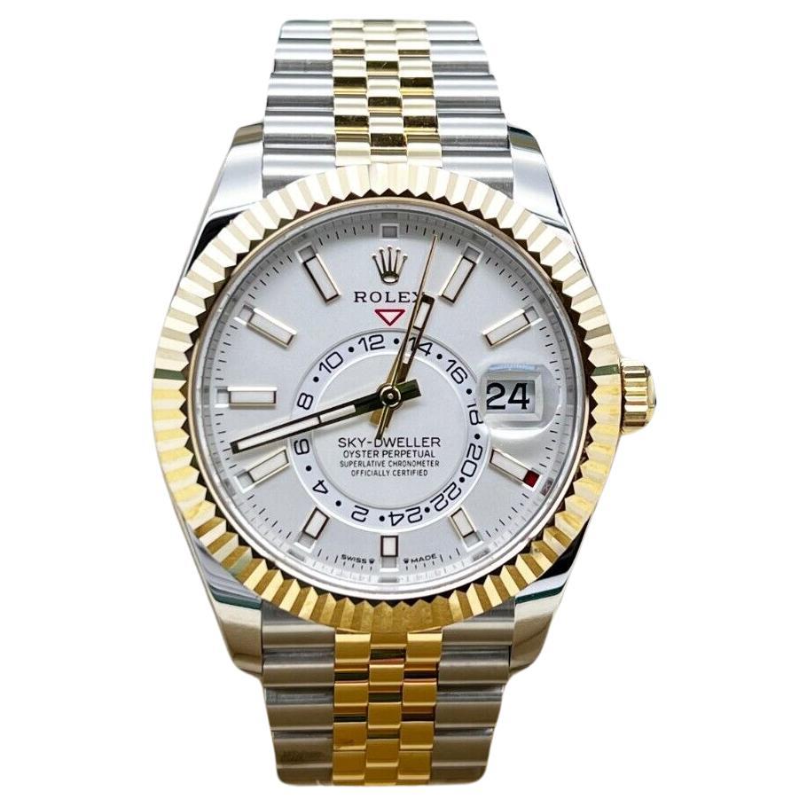 Rolex 336933 Sky Dweller White Dial 18K Yellow Gold Stainless Box Paper 2023
