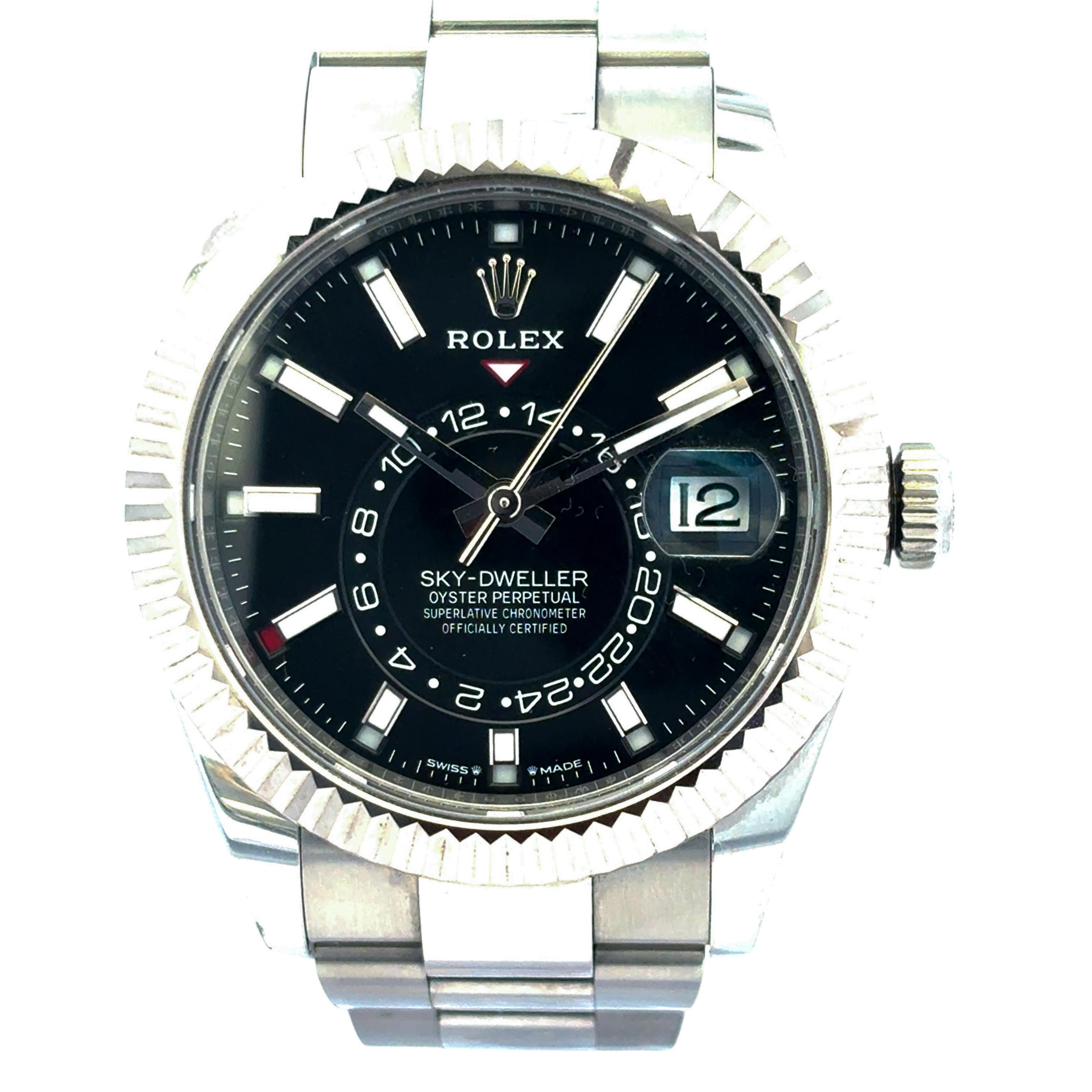 Rolex 336934 Sky-Dweller schwarzes Zifferblatt auf Oyster-Armband 42mm Uhr - Full Set im Angebot 5