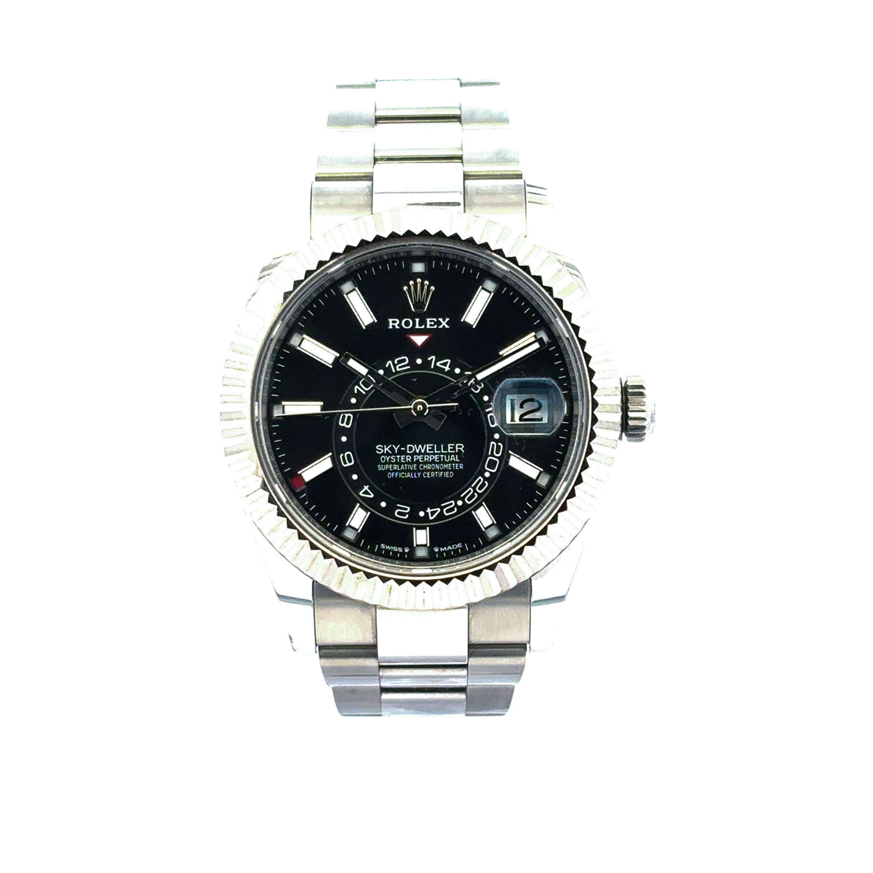 Rolex 336934 Sky-Dweller schwarzes Zifferblatt auf Oyster-Armband 42mm Uhr - Full Set im Angebot 6