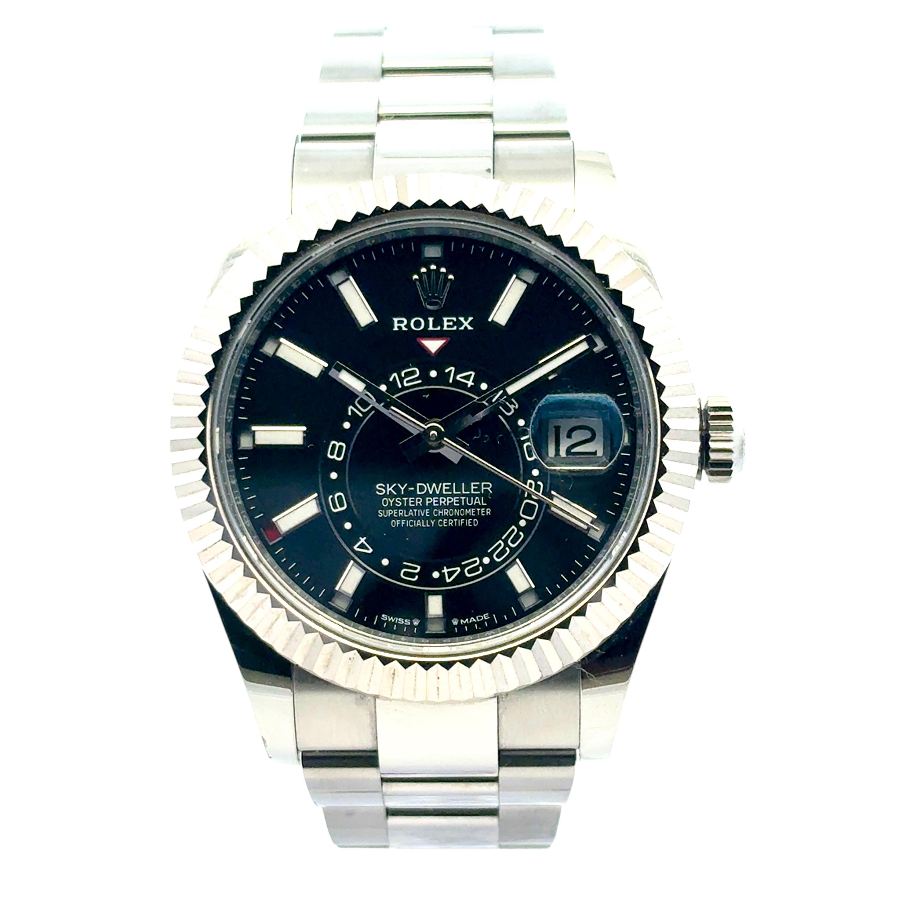 Rolex 336934 Sky-Dweller schwarzes Zifferblatt auf Oyster-Armband 42mm Uhr - Full Set im Angebot 7