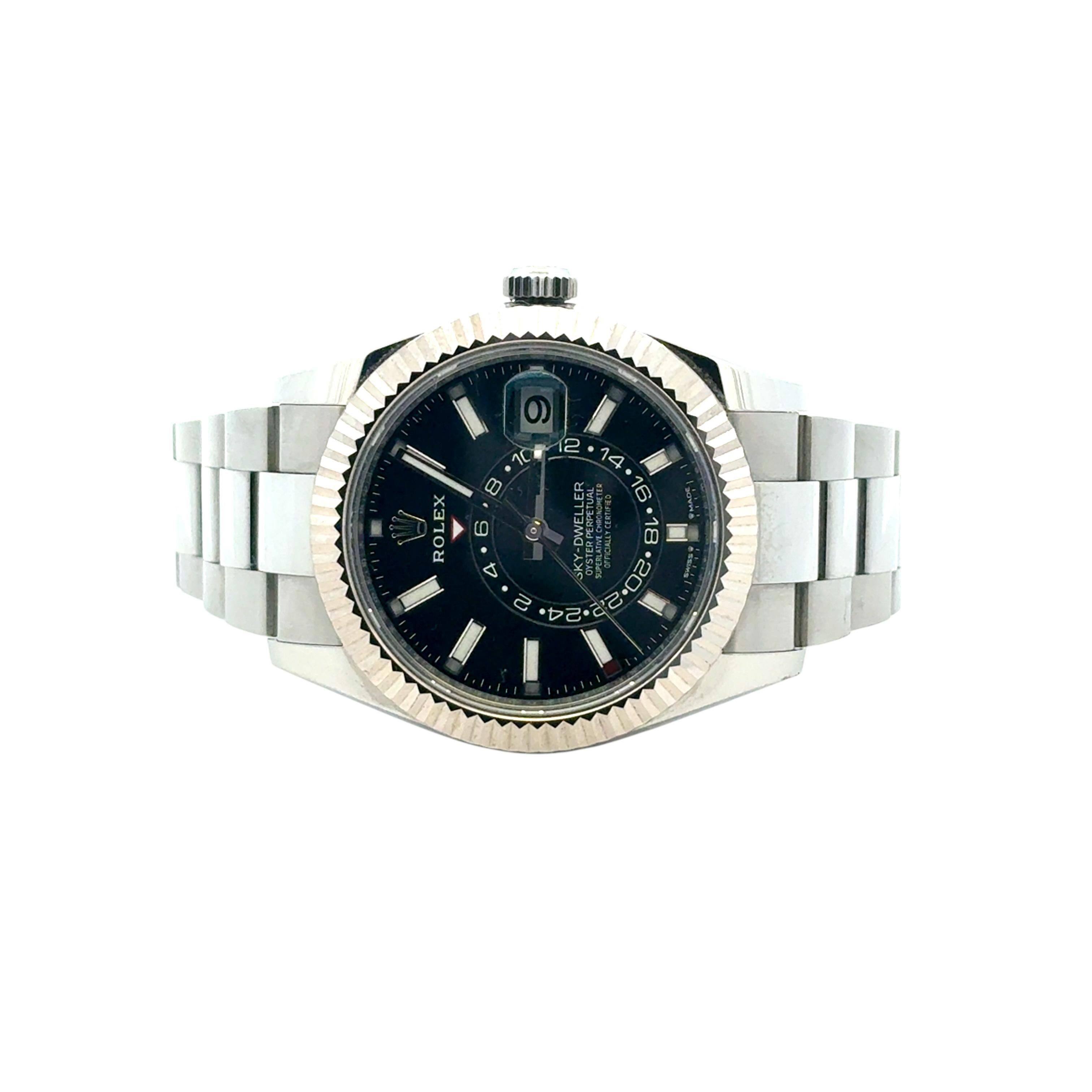 Rolex 336934 Sky-Dweller schwarzes Zifferblatt auf Oyster-Armband 42mm Uhr - Full Set im Angebot 8
