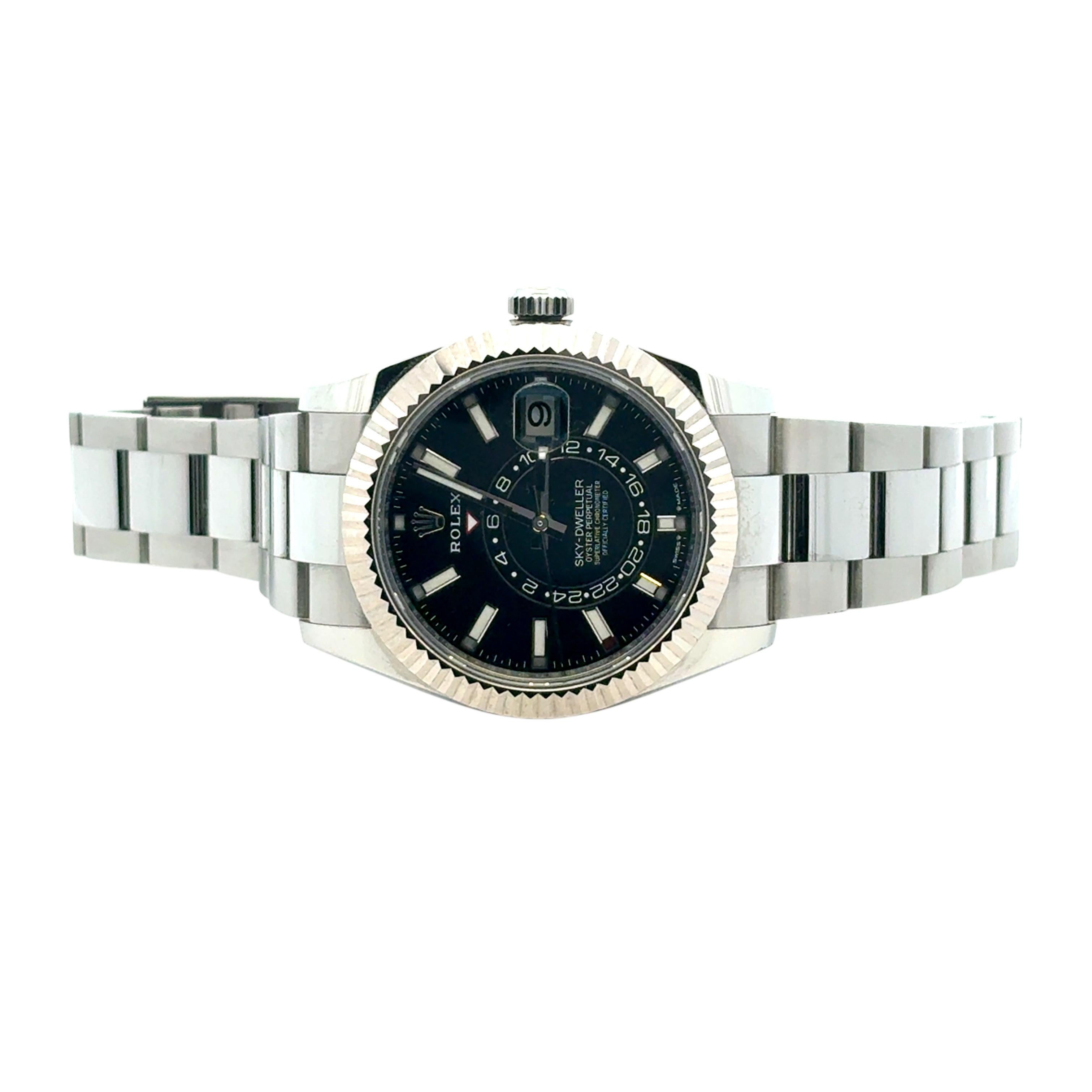 Rolex 336934 Sky-Dweller schwarzes Zifferblatt auf Oyster-Armband 42mm Uhr - Full Set im Angebot 11