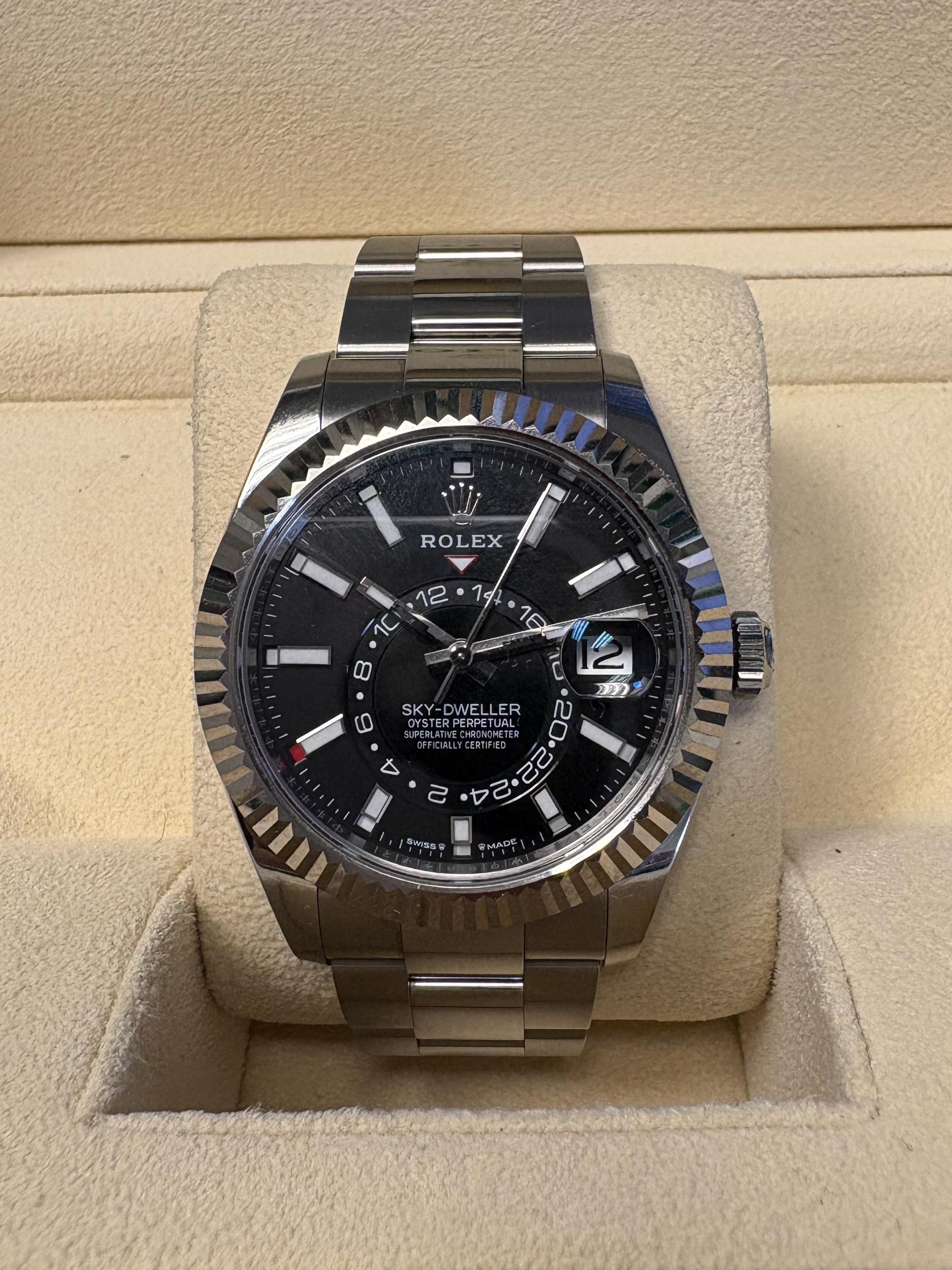 Rolex 336934 Sky-Dweller schwarzes Zifferblatt auf Oyster-Armband 42mm Uhr - Full Set im Angebot 12