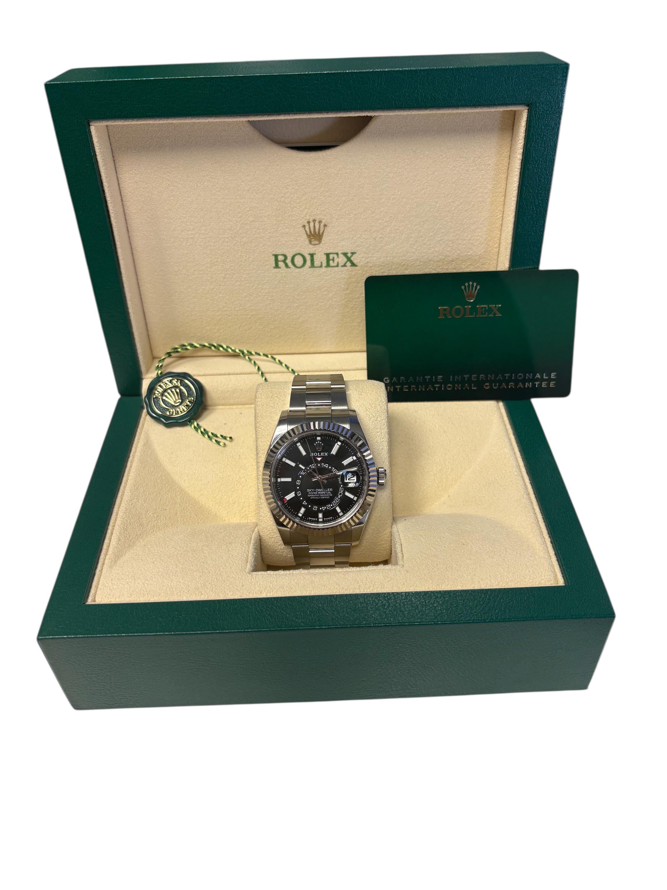 Rolex 336934 Sky-Dweller schwarzes Zifferblatt auf Oyster-Armband 42mm Uhr - Full Set im Angebot 13
