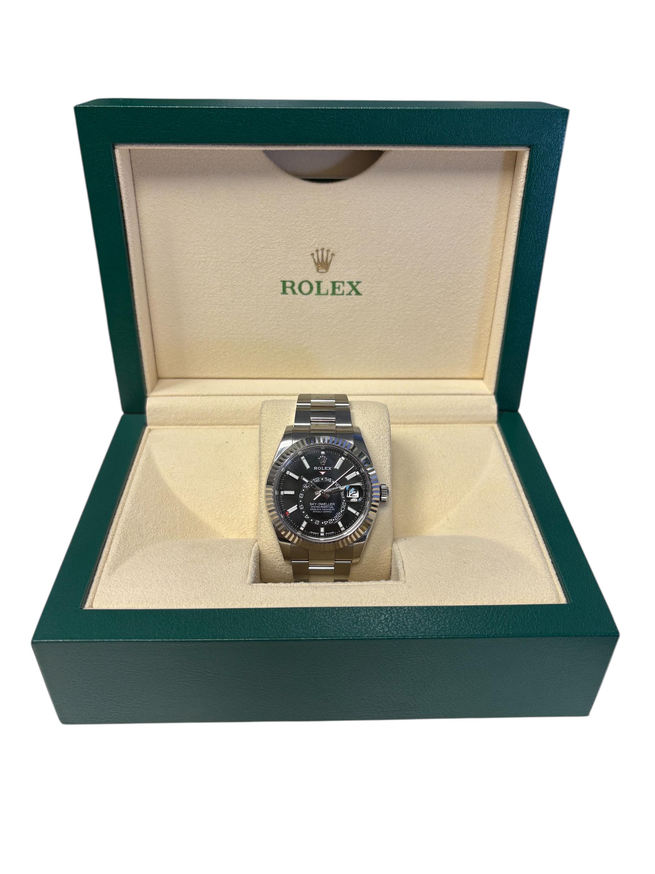 Rolex 336934 Sky-Dweller schwarzes Zifferblatt auf Oyster-Armband 42mm Uhr - Full Set im Angebot 14
