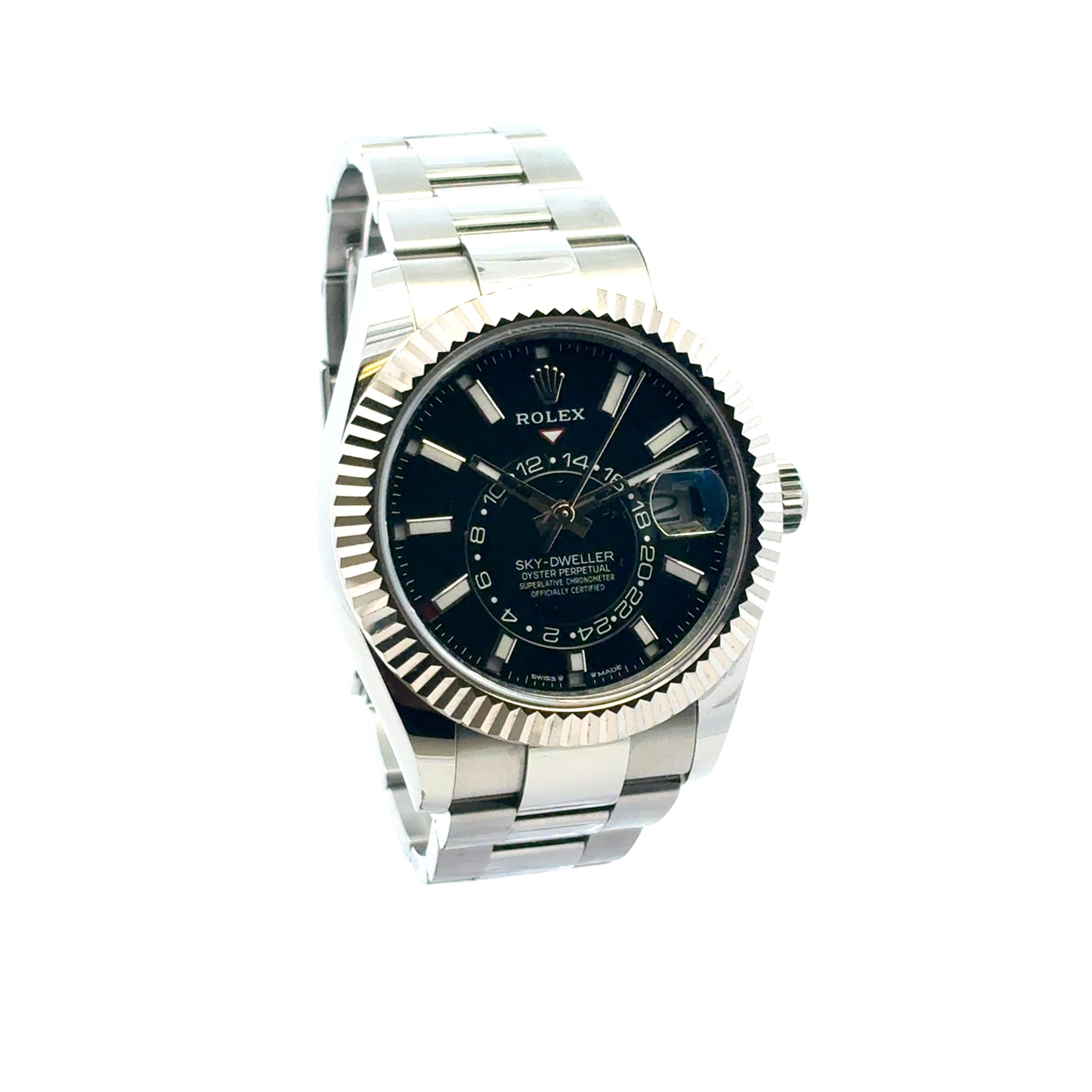 Rolex 336934 Sky-Dweller schwarzes Zifferblatt auf Oyster-Armband 42mm Uhr - Full Set (Moderne) im Angebot