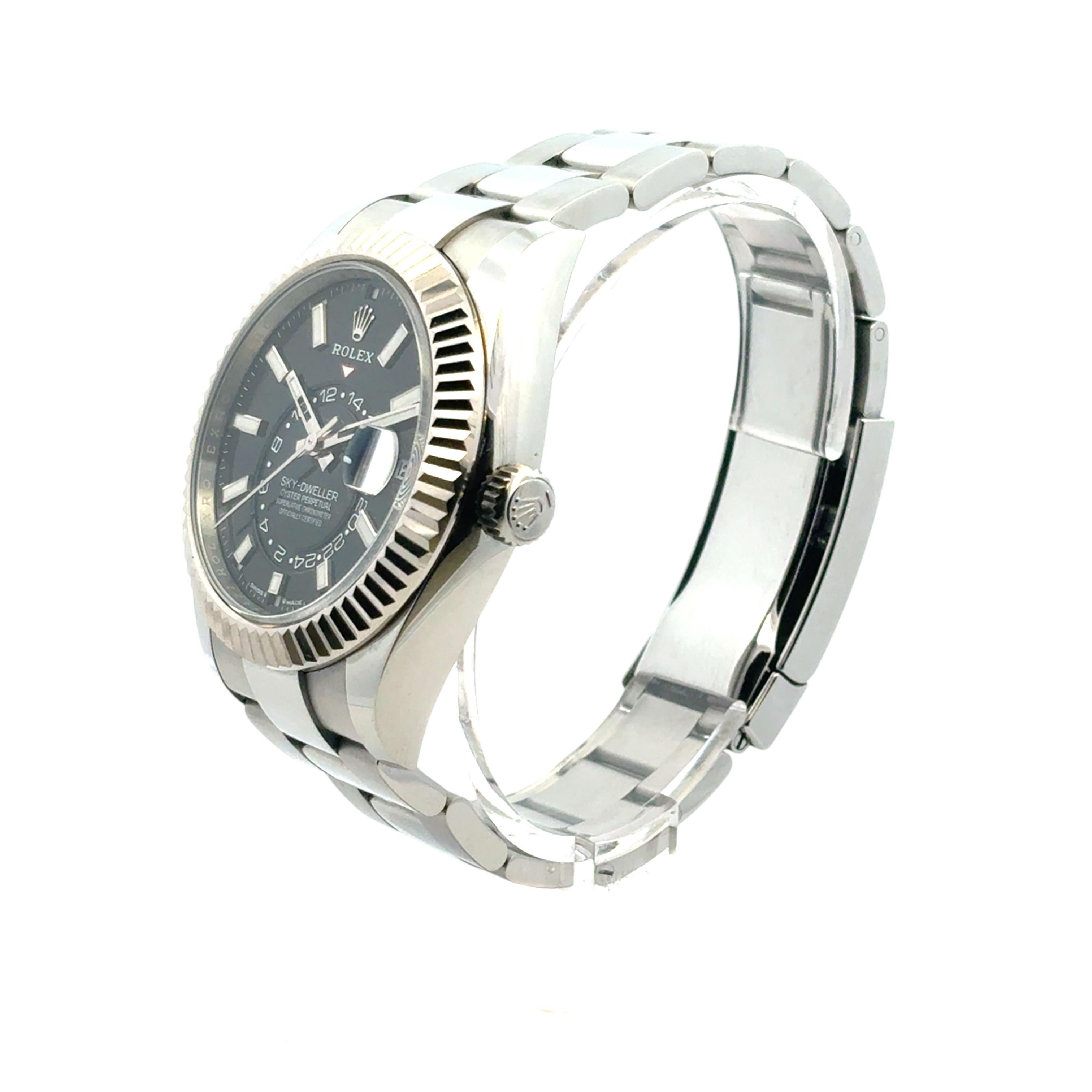 Rolex 336934 Sky-Dweller schwarzes Zifferblatt auf Oyster-Armband 42mm Uhr - Full Set im Angebot 2