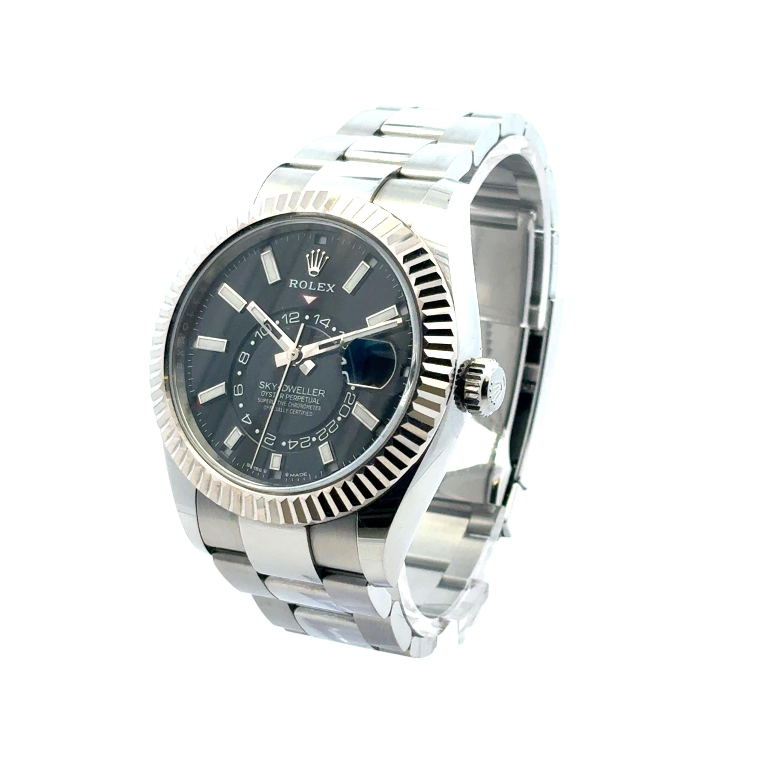 Rolex 336934 Sky-Dweller schwarzes Zifferblatt auf Oyster-Armband 42mm Uhr - Full Set im Angebot 3