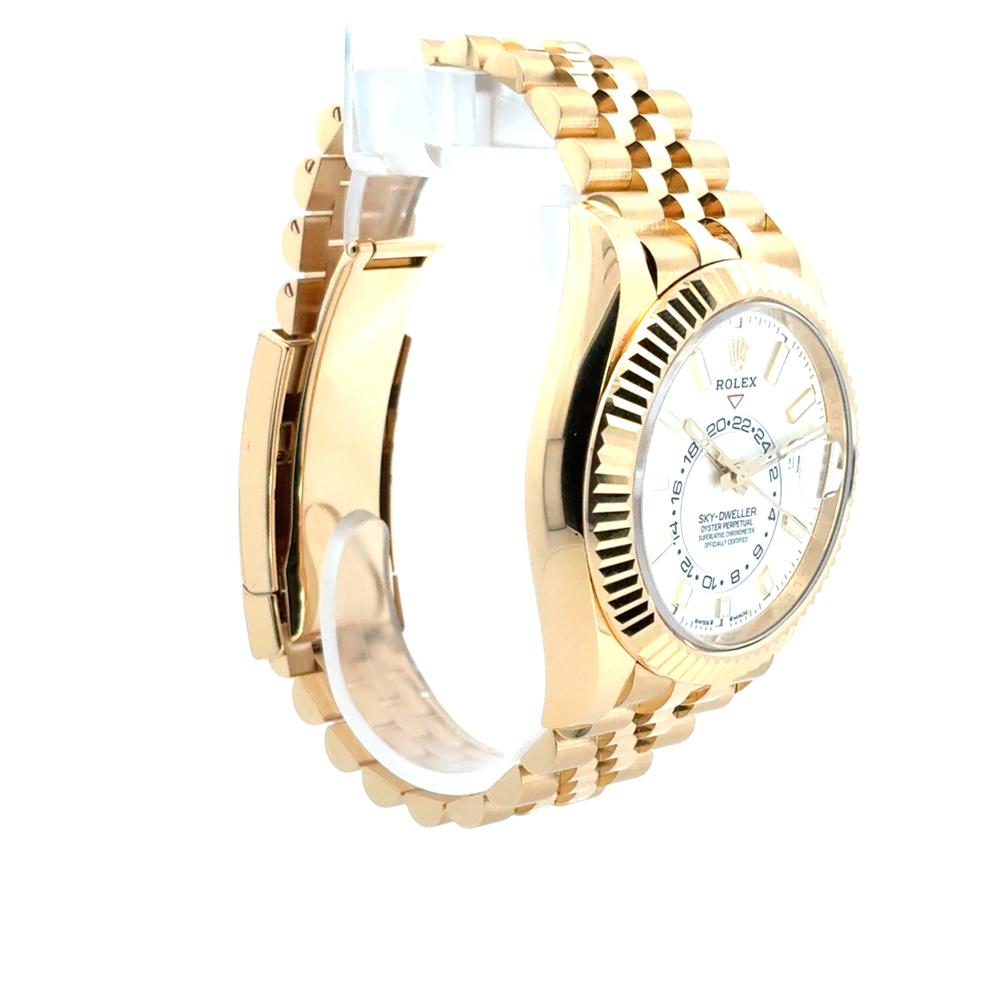 Rolex 336938 Sky-Dweller 18k Yellow Gold Fluted Bezel White Dial Watch 5