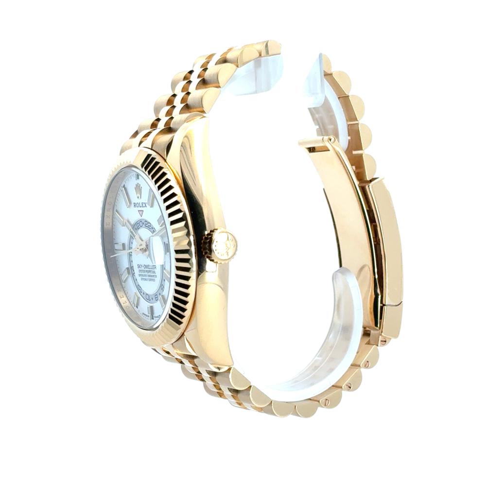 Rolex 336938 Sky-Dweller 18k Yellow Gold Fluted Bezel White Dial Watch 7