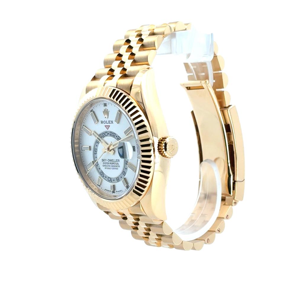 Rolex 336938 Sky-Dweller 18k Yellow Gold Fluted Bezel White Dial Watch 8