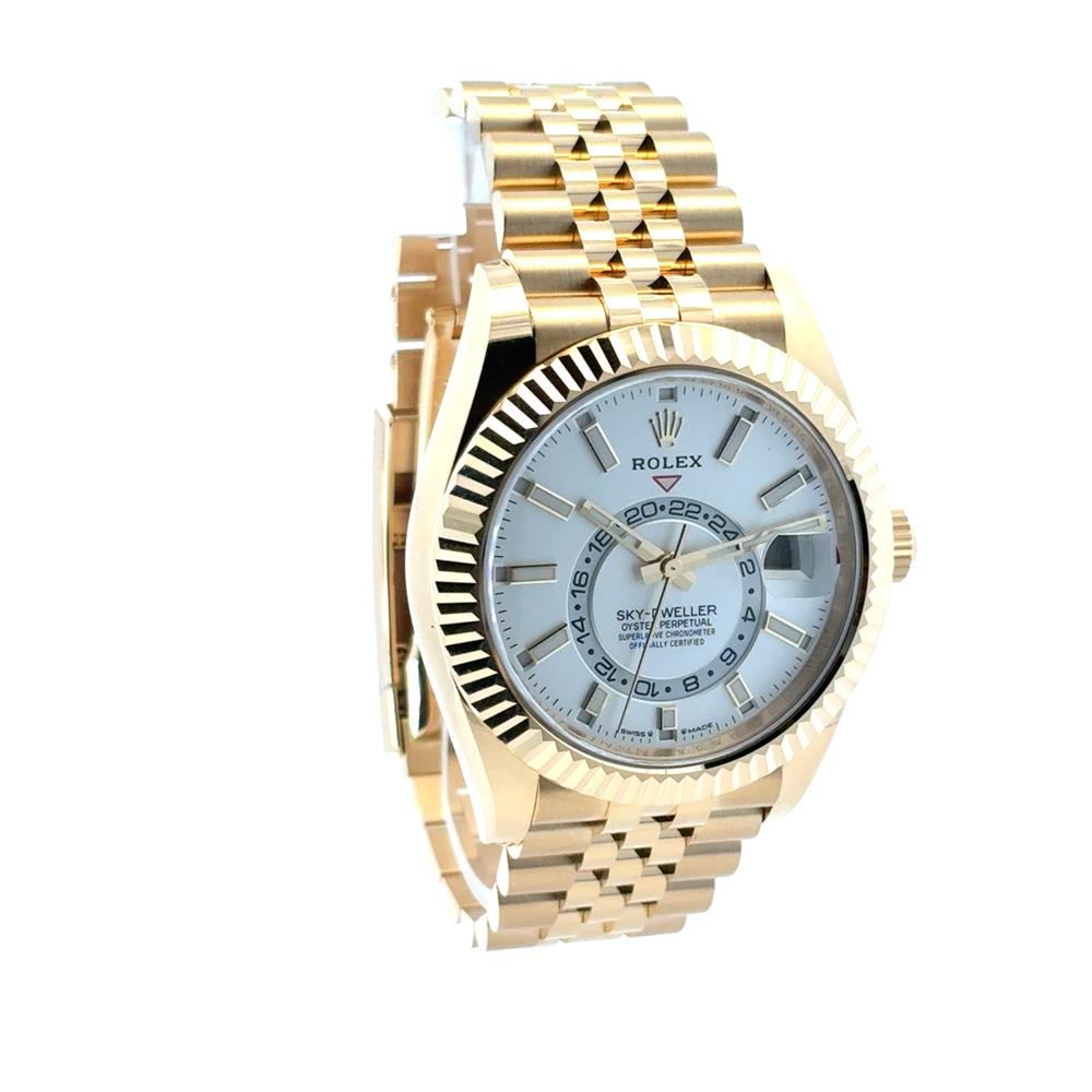 Rolex 336938 Sky-Dweller 18k Yellow Gold Fluted Bezel White Dial Watch 2