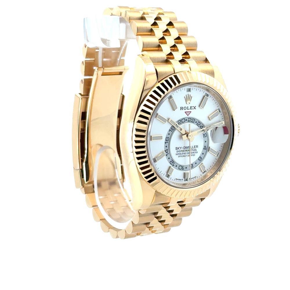 Rolex 336938 Sky-Dweller 18k Yellow Gold Fluted Bezel White Dial Watch 3