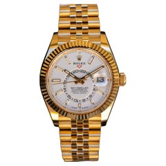 Rolex 336938 Sky-Dweller 18k Yellow Gold Fluted Bezel White Dial Watch