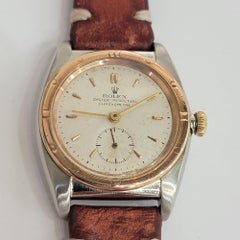 Rolex 3372 Chronometre Rose Gold SS Men 1940s 32mm Automatic Bubbleback RA750B