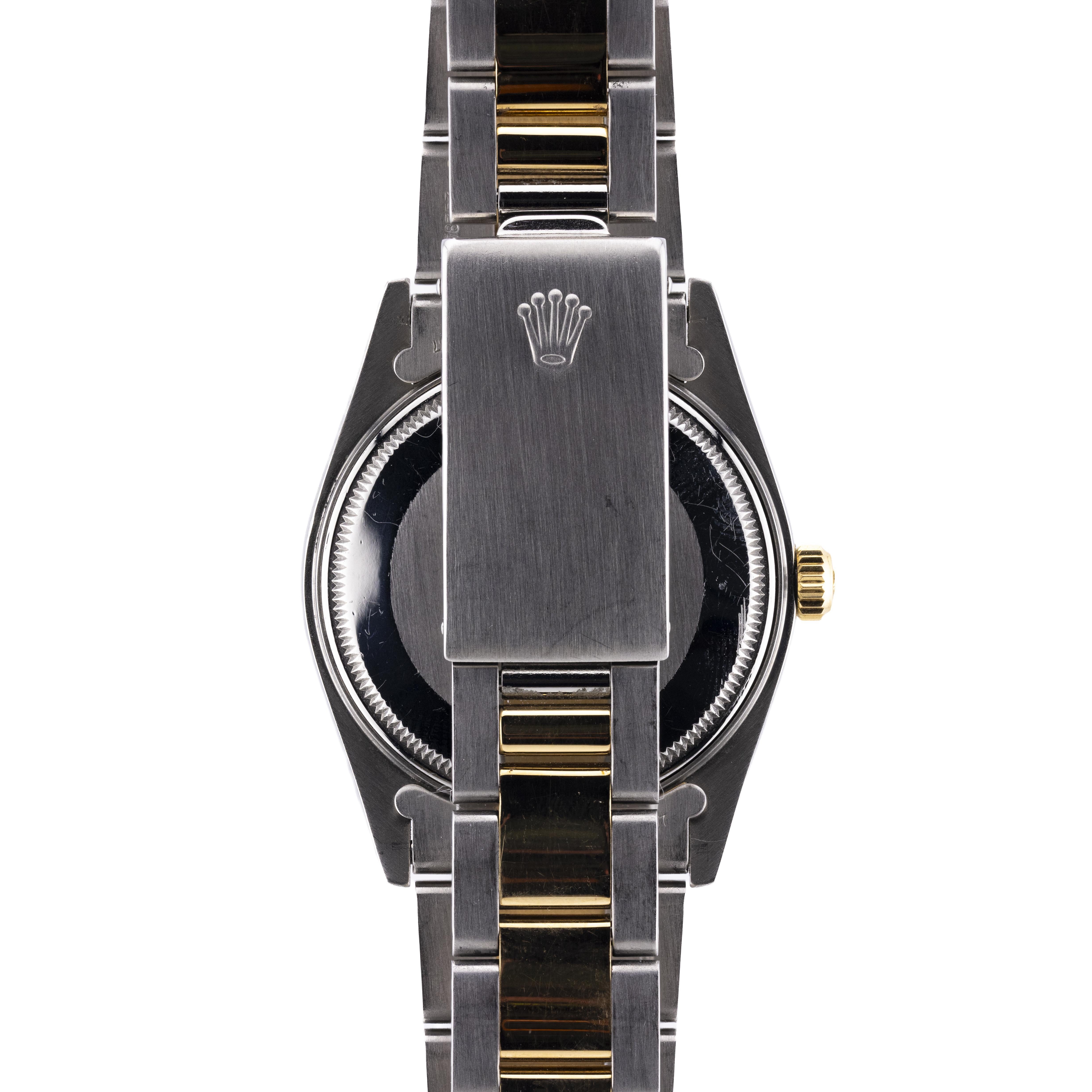 Reloj de pulsera Rolex 34MM de oro de 18 quilates y acero inoxidable Oyster Perpetual Date en Excelente estado para la venta en Boston, MA