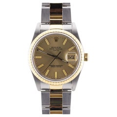Rolex 34MM oro 18 carati e acciaio inossidabile Oyster Perpetual Data Orologio da polso