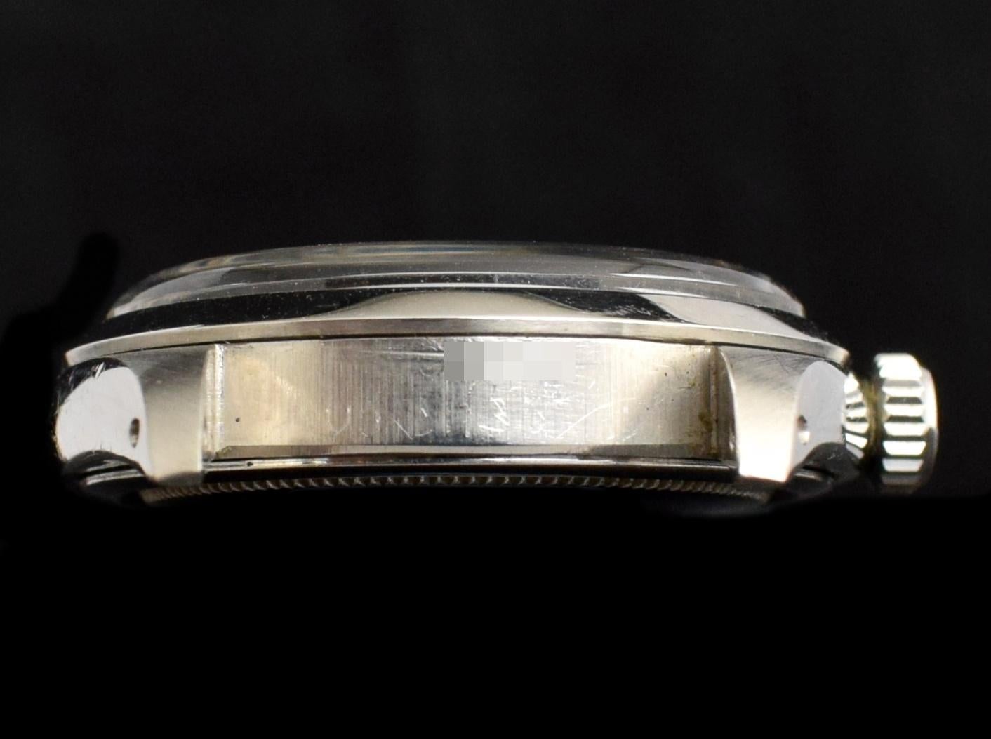 Women's or Men's Rolex Oyster Precision Manual Wind Steel Black Dial 6426 Watch 1960