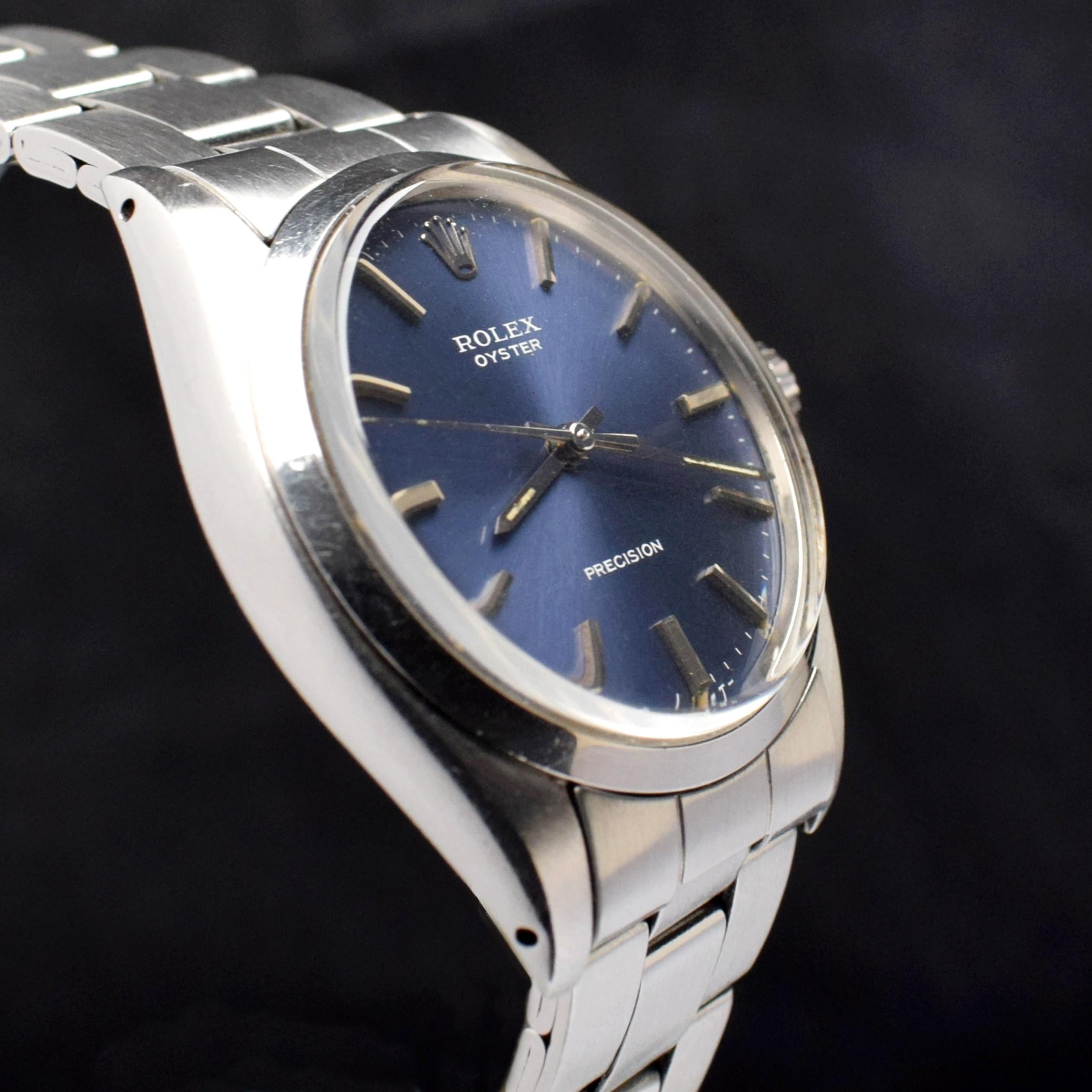 Rolex Oyster Precision Montre à remontage manuel en acier bleu avec cadran 6426 1972 Unisexe en vente
