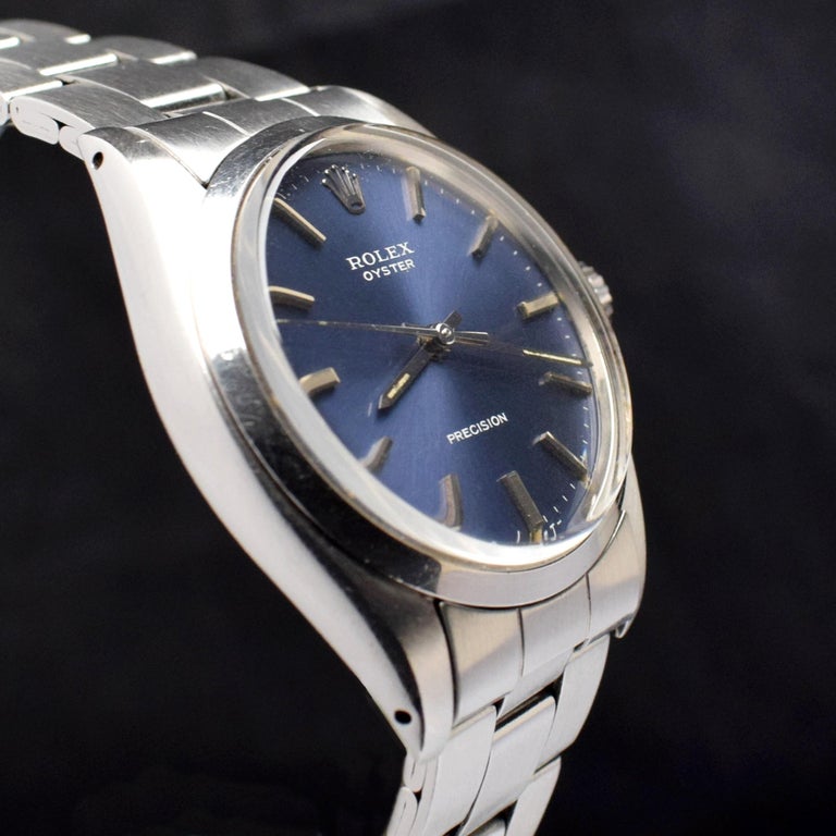 Rolex Oyster Precision Manual Wind Steel Blue Dial 6426 Watch 1972 For Sale 1