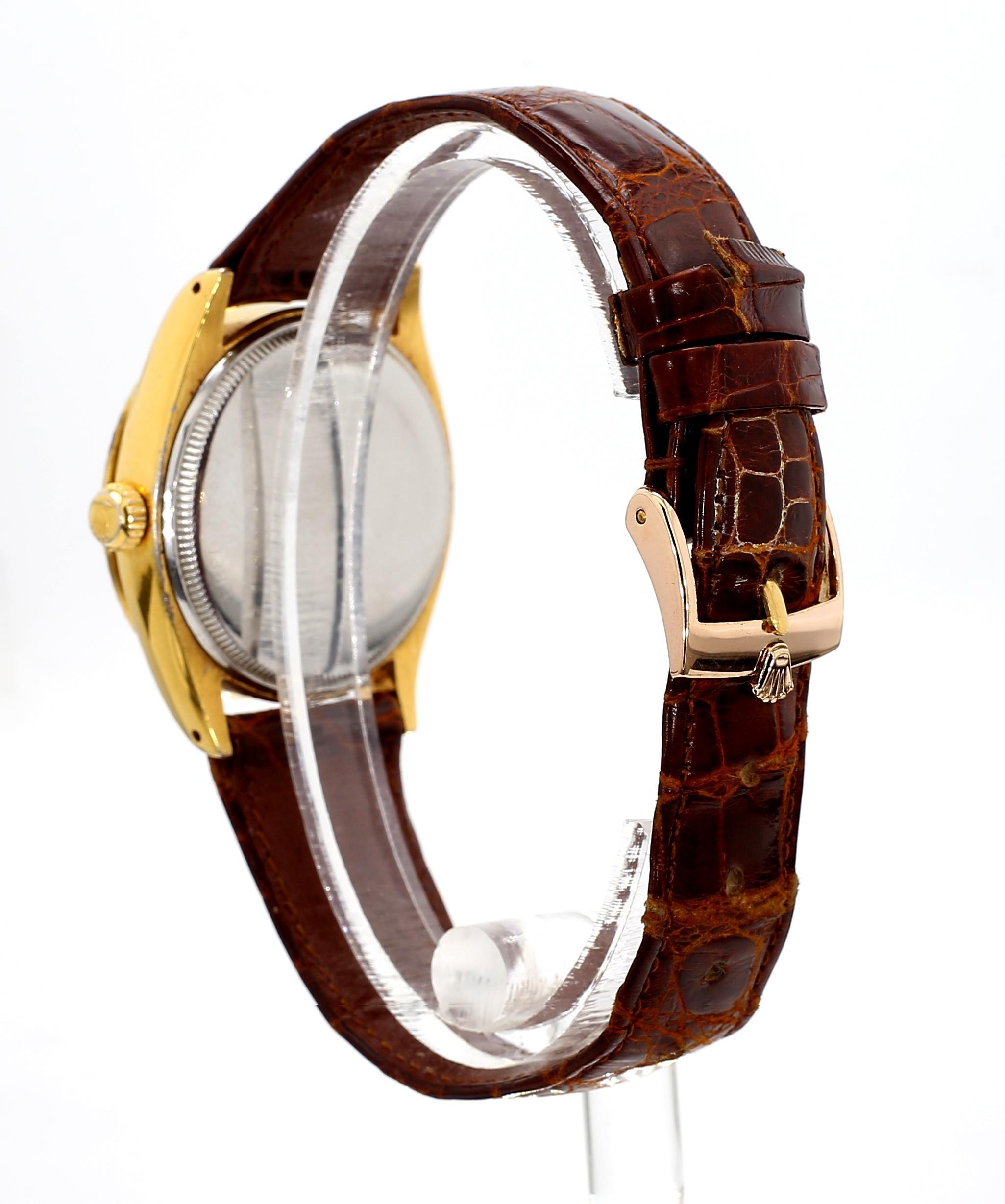 Rolex 34mm Oysterdate Precision 6294 Two Tone Honeycomb Bowtie Gold Watch en venta 2