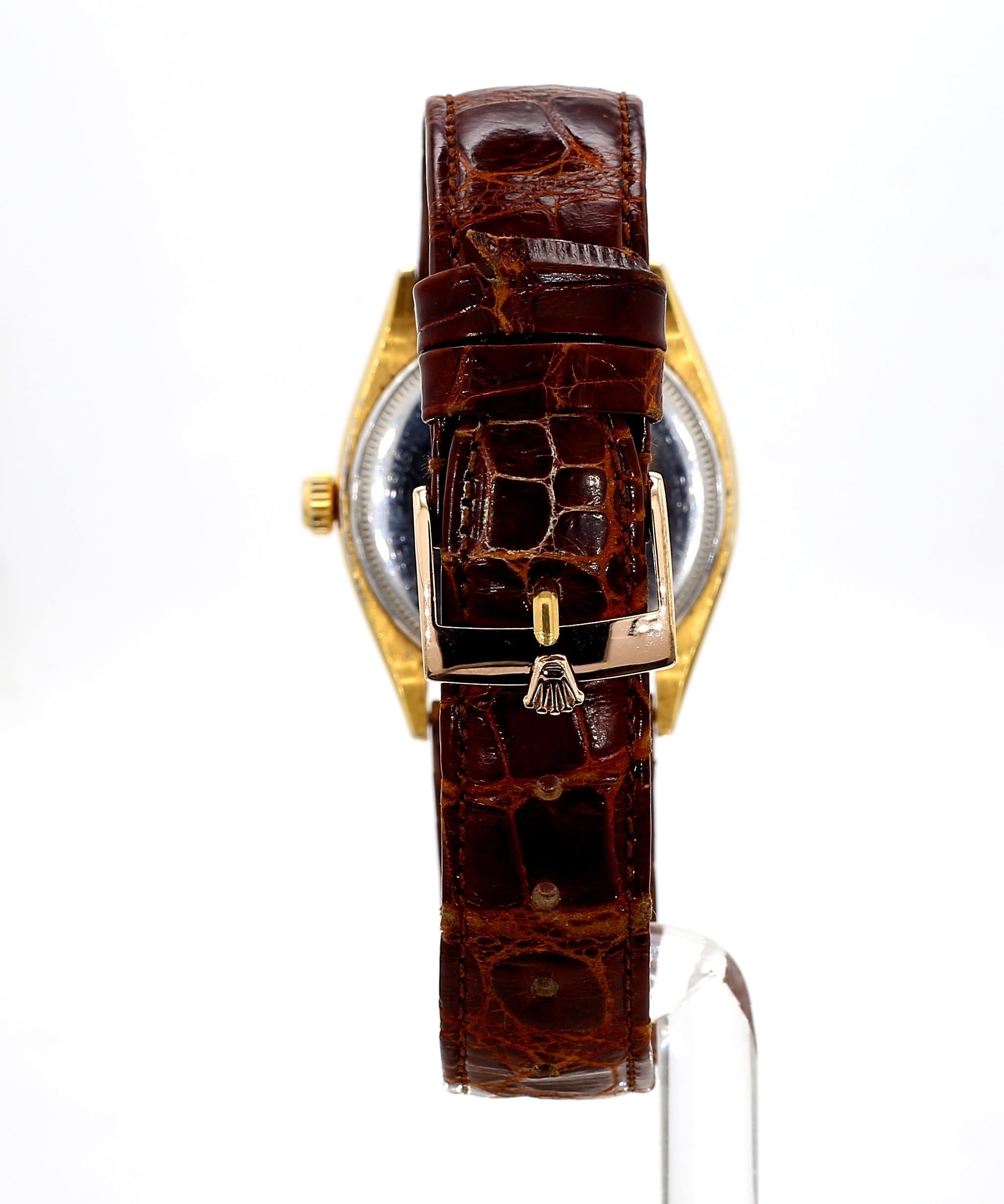 Rolex 34mm Oysterdate Precision 6294 Two Tone Honeycomb Bowtie Gold Watch en venta 3